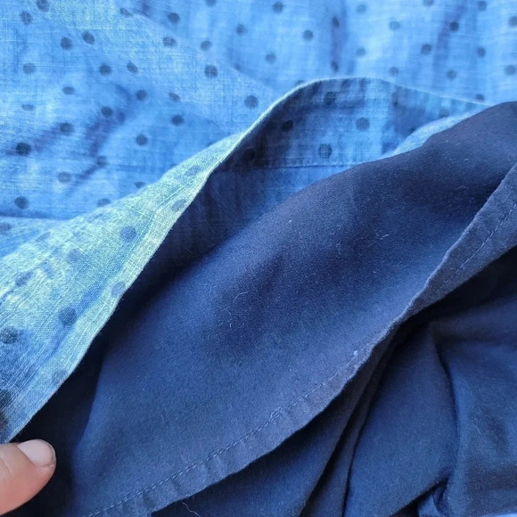 Fossil Blue Denim Jeans Shift Dress Lined Pleated Neck Women's Sz Medium - Picture 7 of 10